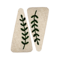 Handmade Embroidered Dark Green Leaf, Natural Linen Hair Snap Clips, Triangle, 2.76 in. (Pack of 2)