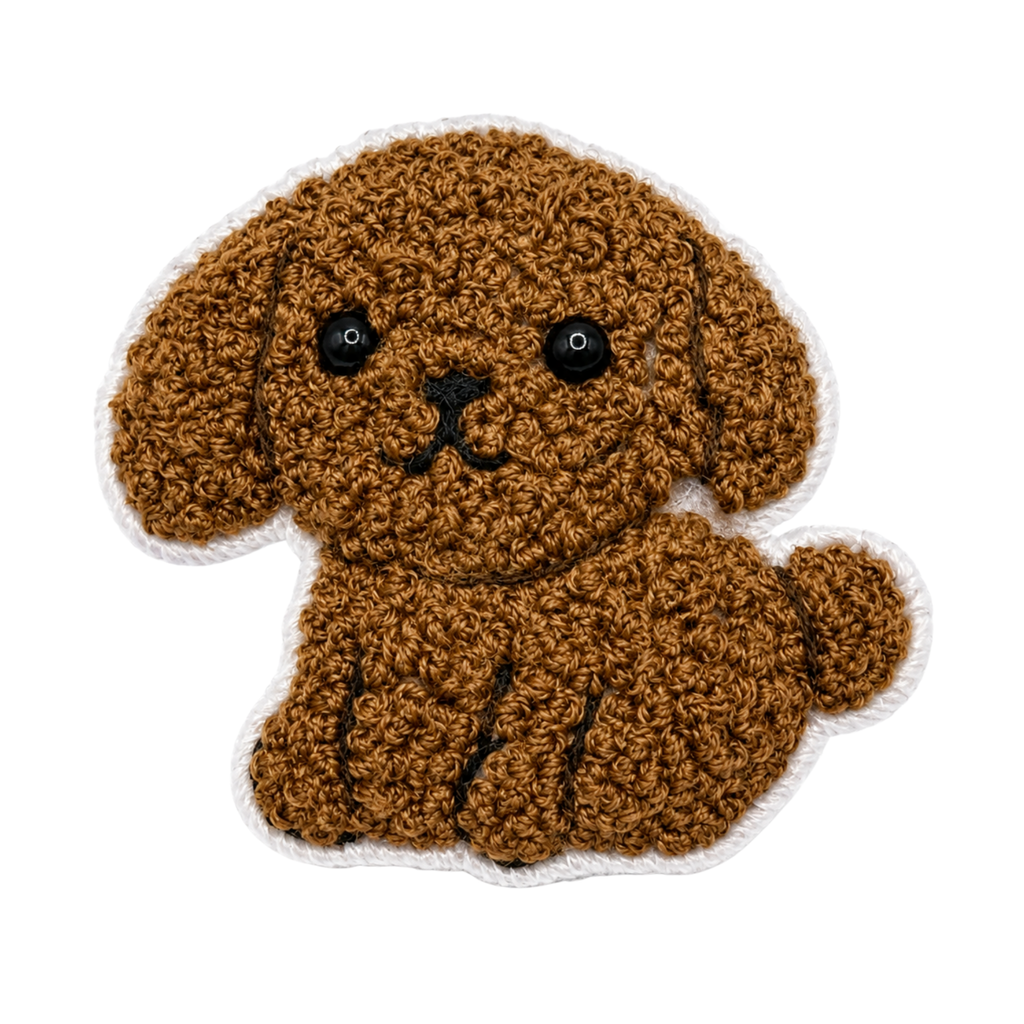 Handmade 3D Embroidered Dog Pin Badge for Bags, Hats & Clothing