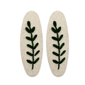 Handmade Embroidered Dark Green Leaf, Natural Linen Hair Snap Clips, Oval, 2.36 in. (Pack of 2)