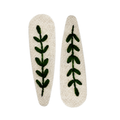 Handmade Embroidered Dark Green Leaf, Natural Linen Hair Snap Clips, Teardrop, 2.36 in. (Pack of 2)