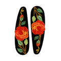 Hand Embroidered Ombre Orange Rose Linen Hair Snap Clips, Teardrop, 2.36 in. (Pack of 2)