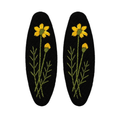 Handmade Embroidered Yellow Flower Linen Hair Snap Clips, Triangle, 2.76 in. (Pack of 2)