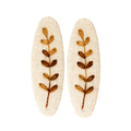 Handmade Embroidered Brown Leaf, Natural Linen Hair Snap Clips, Oval, 2.36 in. (Pack of 2)