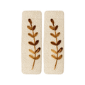 Handmade Embroidered Brown Leaf, Natural Linen Hair Snap Clips, Rectangle, 2.36 in. (Pack of 2)