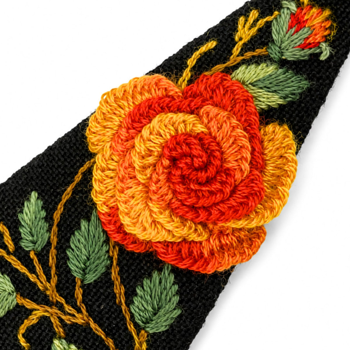 Hand Embroidered Ombre Orange Rose Linen Hair Snap Clips, Triangle, 2.76 in. (Pack of 2)