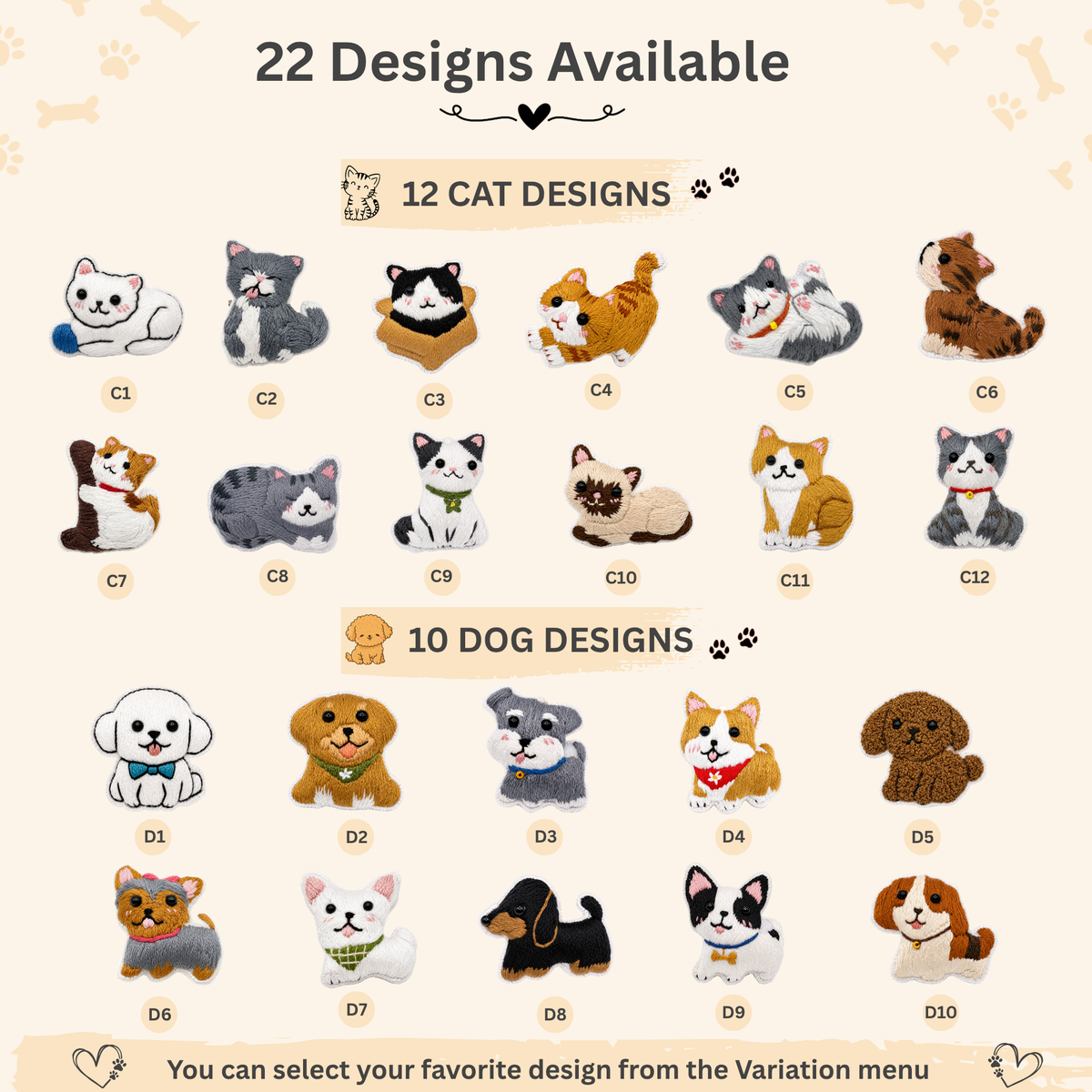Handmade 3D Embroidered Dog Pin Badge for Bags, Hats & Clothing
