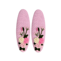 Handmade Rose Embroidery Hair Snap Clip, Pink Linen, Oval, 2.36"