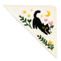 Le Petit Camion Handmade Embroidered Felt Corner Bookmark - Stretching Black Cat