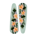 Handmade Embroidered Peach Flower, Mint Linen Hair Snap Clips, Teardrop, 2.36 in. (Pack of 2)