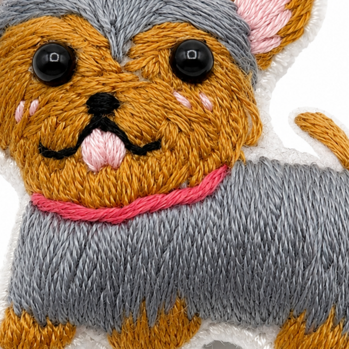 Handmade 3D Embroidered Dog Pin Badge for Bags, Hats & Clothing