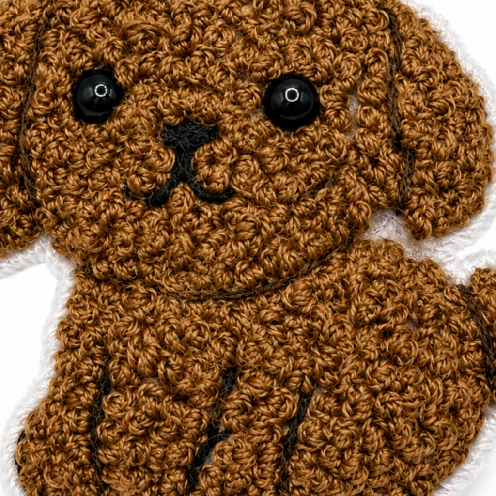 Handmade 3D Embroidered Dog Pin Badge for Bags, Hats & Clothing
