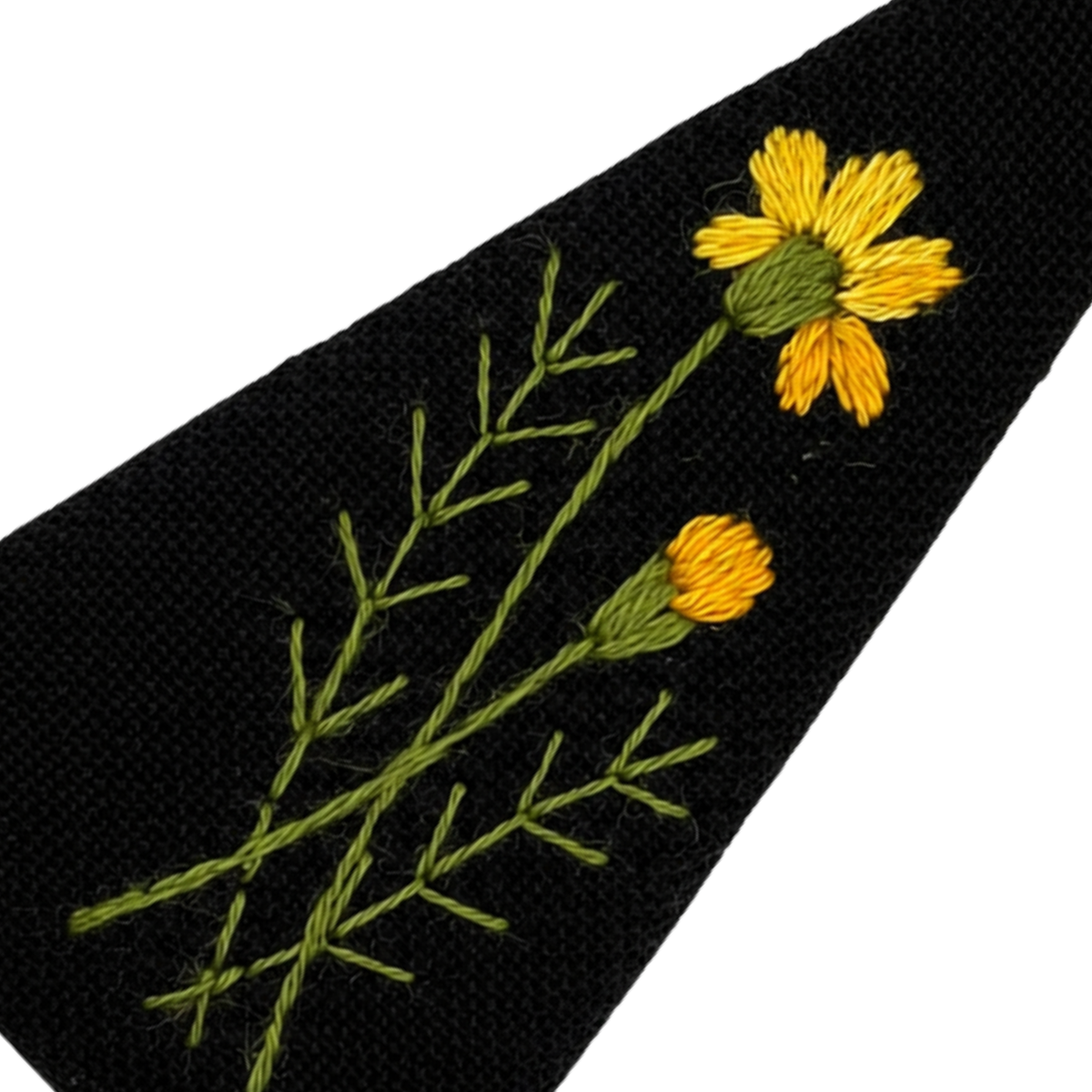 Handmade Embroidered Yellow Flower Linen Hair Snap Clips, Triangle, 2.76 in. (Pack of 2)