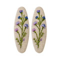 Handmade Embroidered Purple Flower, Natural Linen Hair Snap Clips, Oval, 2.36 in. (Pack of 2)