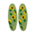 Handmade Embroidered Sunflower, Green Linen Hair Snap Clips, Oval, 2.36 in. (Pack of 2)