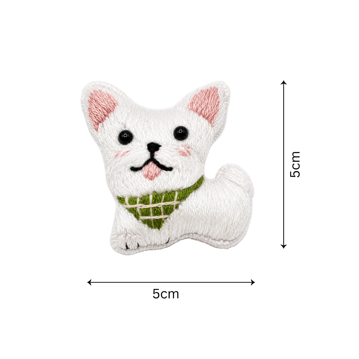 Handmade 3D Embroidered Dog Pin Badge for Bags, Hats & Clothing