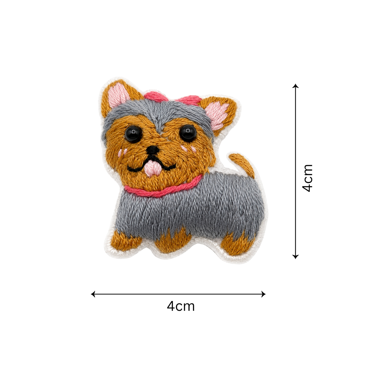 Handmade 3D Embroidered Dog Pin Badge for Bags, Hats & Clothing