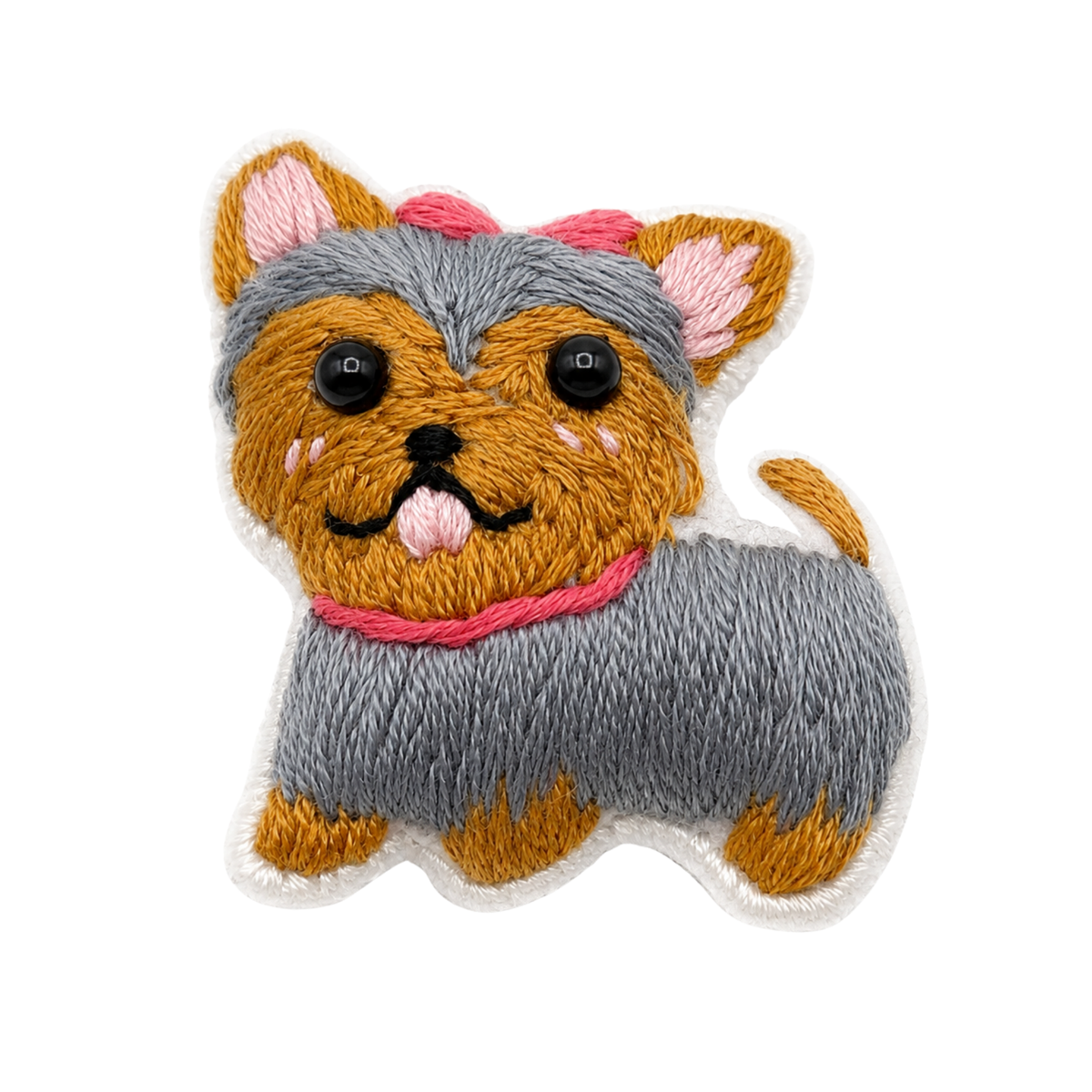 Handmade 3D Embroidered Dog Pin Badge for Bags, Hats & Clothing