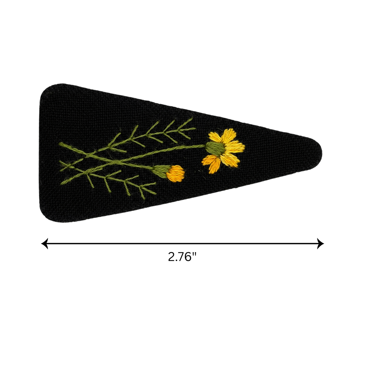 Handmade Embroidered Yellow Flower Linen Hair Snap Clips, Triangle, 2.76 in. (Pack of 2)