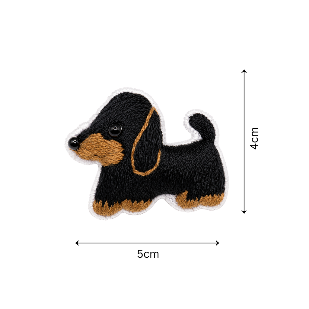 Handmade 3D Embroidered Dog Pin Badge for Bags, Hats & Clothing