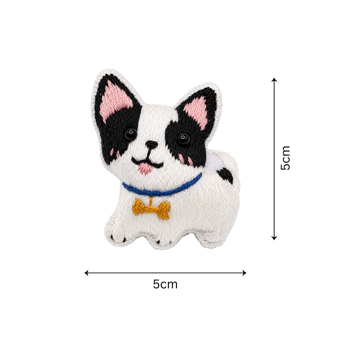 Handmade 3D Embroidered Dog Pin Badge for Bags, Hats & Clothing