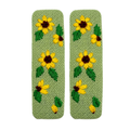 Handmade Embroidered Sunflower, Green Linen Hair Snap Clips, Rectangle, 2.36 in. (Pack of 2)