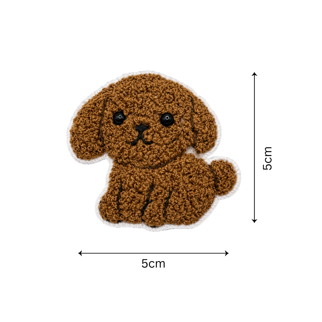 Handmade 3D Embroidered Dog Pin Badge for Bags, Hats & Clothing