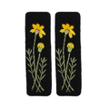 Handmade Embroidered Yellow Flower Linen Hair Snap Clips, Rectangle, 2.36 in. (Pack of 2)