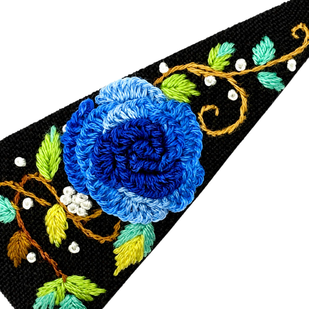 Hand Embroidered Ombre Blue Rose Linen Hair Snap Clips, Triangle, 2.76 in. (Pack of 2)
