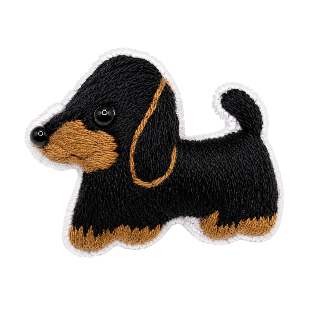 Handmade 3D Embroidered Dog Pin Badge for Bags, Hats & Clothing