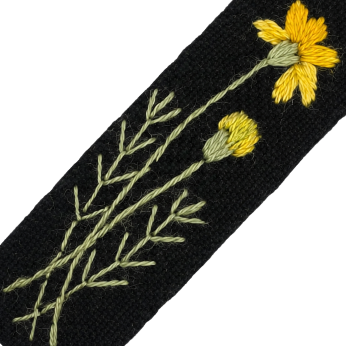 Handmade Embroidered Yellow Flower Linen Hair Snap Clips, Rectangle, 2.36 in. (Pack of 2)