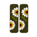 Handmade Embroidered Sunflower, Olive Green Linen Hair Snap Clips, Rectangle, 2.36 in. (Pack of 2)