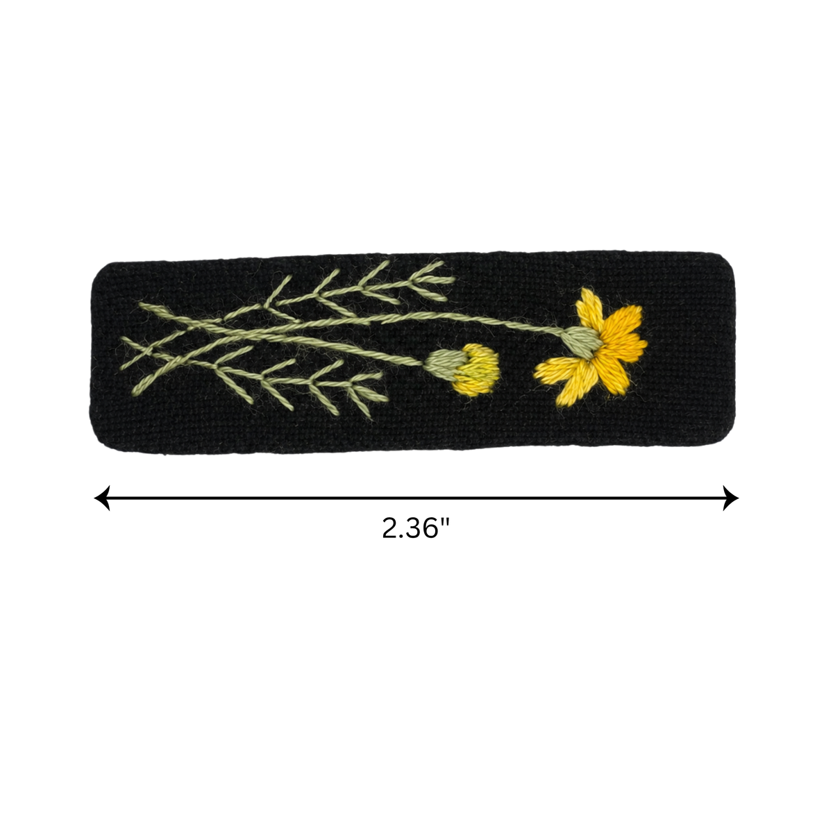 Handmade Embroidered Yellow Flower Linen Hair Snap Clips, Rectangle, 2.36 in. (Pack of 2)