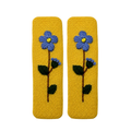 Handmade Embroidered Blue Flower, Light Blue Linen Hair Snap Clips, Rectangle, 2.36 in. (Pack of 2)