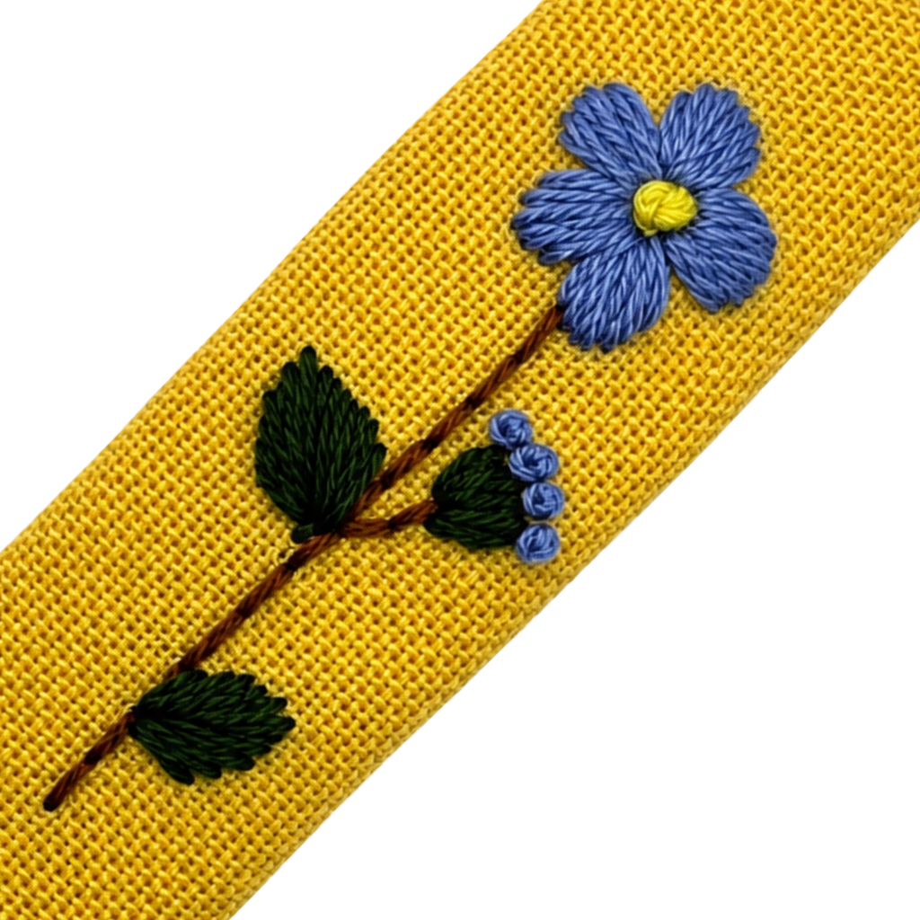 Handmade Embroidered Blue Flower, Light Blue Linen Hair Snap Clips, Rectangle, 2.36 in. (Pack of 2)